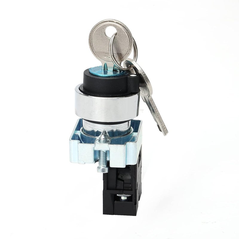 STARELO 22mm Key Switch 2 Position Maintained 1NO Latching Rotary Key Switch 10A 440V XB2-10Y/21.(2 Position Maintained) - Image 5